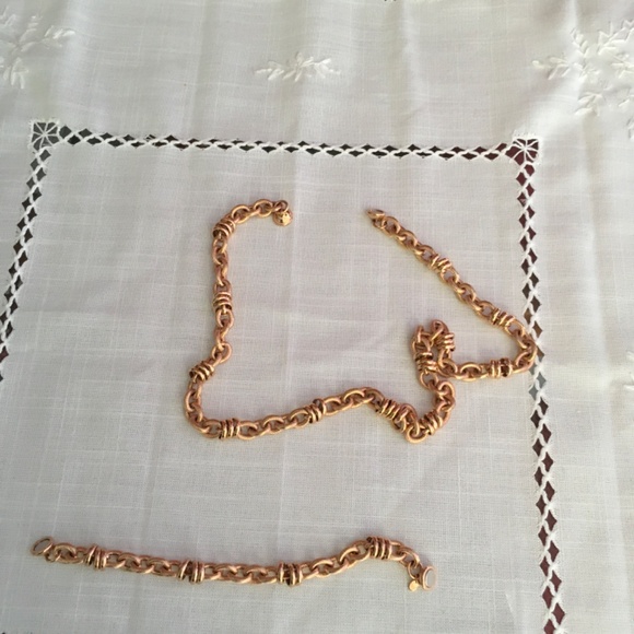 Milor Bronze Multi-Circle Rose Gold Necklace and Bracelet - Picture 2 of 5